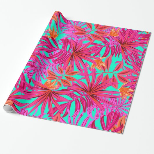 Abstracte tropische bladeren Garden Elegant Floral Cadeaupapier (Uitgerold)