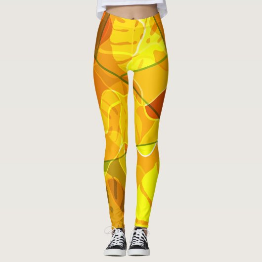 ABSTRACTE TROPISCHE BLADEREN LEGGINGS (Voorkant)