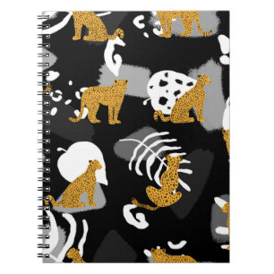 Abstracte tropische bladeren luipaard patroon notitieboek