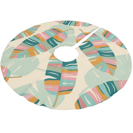 Abstracte tropische bladeren: modern naadloos kerstboom rok (Gekanteld)