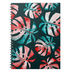 Abstracte tropische bladeren, Waterverf helder. Notitieboek