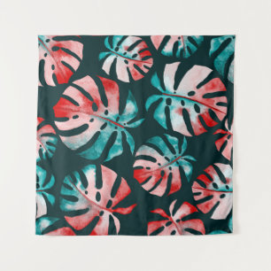 Abstracte tropische bladeren, Waterverf helder. Wandkleed