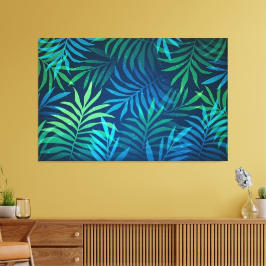 Abstracte tropische bladzijnen Kunstcanvas afdrukk Canvas Afdruk (Insitu (Woonkamer))