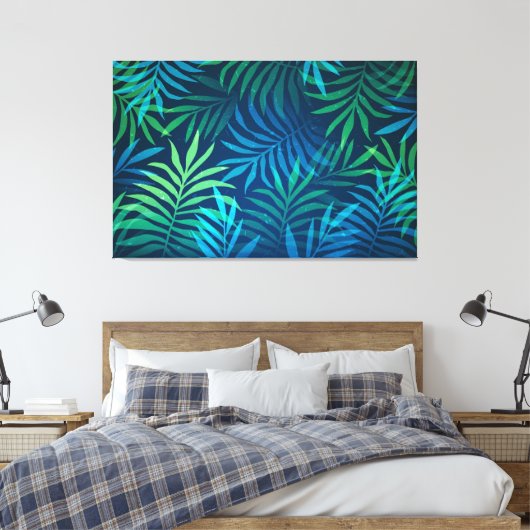 Abstracte tropische bladzijnen Kunstcanvas afdrukk Canvas Afdruk (Insitu (Slaapkamer))