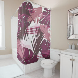 Abstracte tropische bloem botanisch douchegordijn