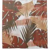 Abstracte tropische bloem botanisch douchegordijn (Voorkant)