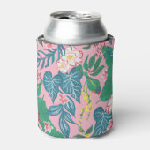 Abstracte tropische bloemen, guache schilderpatroo blikjeskoeler (Blikje Voorkant)
