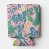 Abstracte tropische bloemen, guache schilderpatroo blikjeskoeler (Achterkant)