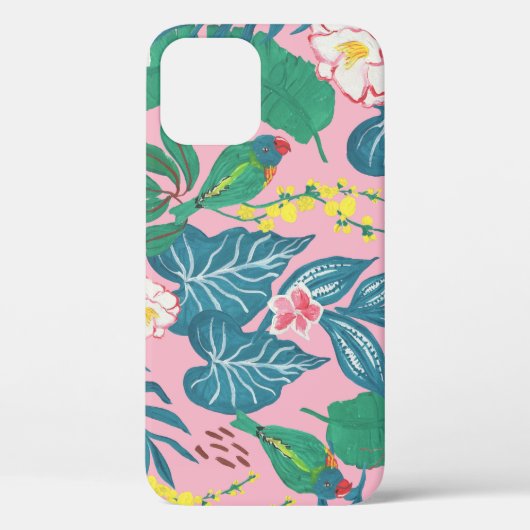 Abstracte tropische bloemen, guache schilderpatroo Case-Mate iPhone case (Achterkant)