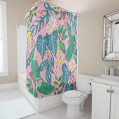 Abstracte tropische bloemen, guache schilderpatroo douchegordijn (In situ)