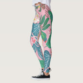 Abstracte tropische bloemen, guache schilderpatroo leggings (Links)