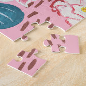 Abstracte tropische bloemen, guache schilderpatroo legpuzzel (Zijkant)