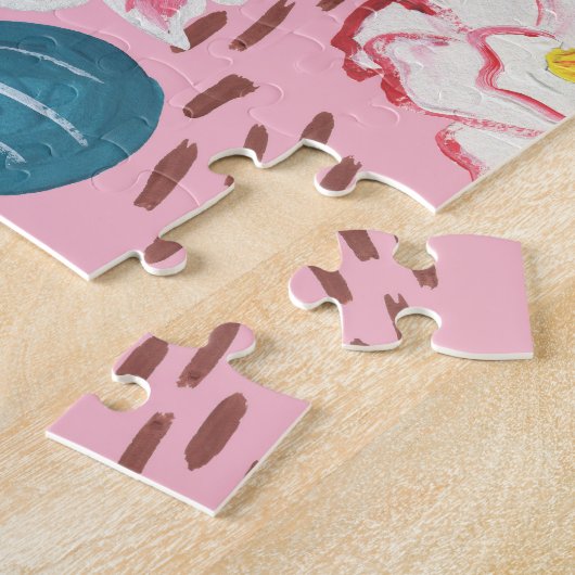 Abstracte tropische bloemen, guache schilderpatroo legpuzzel (Zijkant)