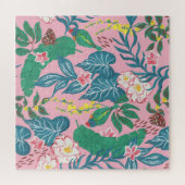 Abstracte tropische bloemen, guache schilderpatroo legpuzzel (Horizontaal)