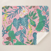 Abstracte tropische bloemen, guache schilderpatroo sherpa deken (Voorkant (horizontaal))