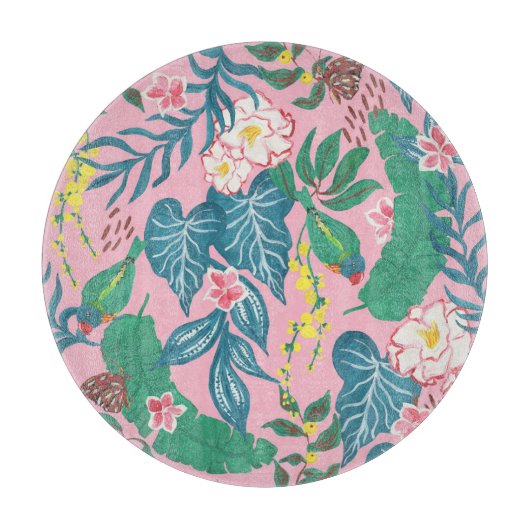 Abstracte tropische bloemen, guache schilderpatroo snijplank (Voorkant)