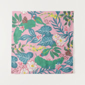 Abstracte tropische bloemen, guache schilderpatroo wandkleed (Voorkant (horizontaal))