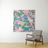 Abstracte tropische bloemen, guache schilderpatroo wandkleed (In Situ (horizontaal))