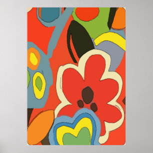 Abstracte Tropische Bloemen Poster