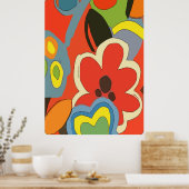 Abstracte Tropische Bloemen Poster (Keuken)