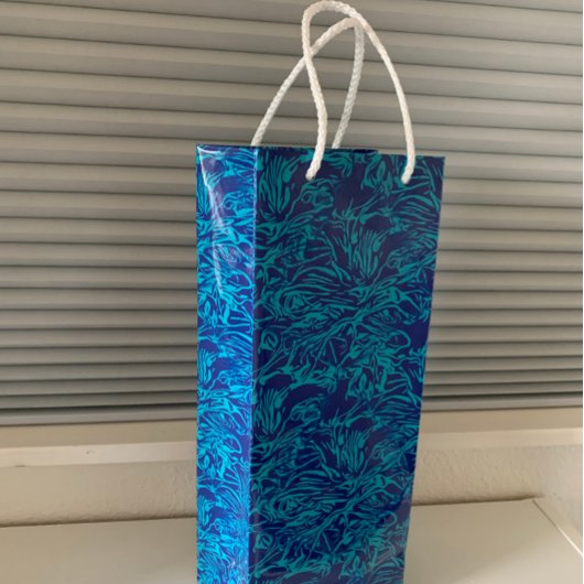 Abstracte Tropische Bloemen Wijn Cadeautas