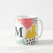 Abstracte Tropische Colorful Collage met monogram Koffiemok (Voorkant rechts)