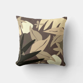 Abstracte tropische Floral op Natural Brown Kussen