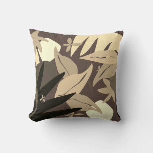Abstracte tropische Floral op Natural Brown Kussen