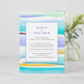 Abstracte tropische getijdenlijnen blauw geel brui kaart (Staand voorkant)