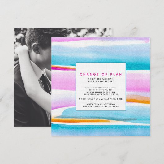 Abstracte tropische getijdenlijnen bruiloft uitste kaart (Voorkant / Achterkant)