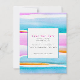 Abstracte tropische getijdenlijnen trouwkaart save kaart