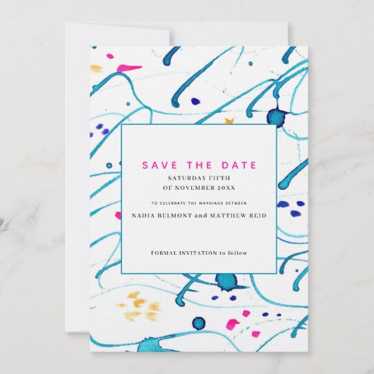 Abstracte tropische golven bruiloft met uitzonderi kaart (Voorkant)