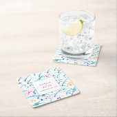 Abstracte tropische golven roze aqua sinaasappel b kartonnen onderzetters (Insitu)