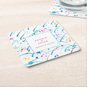 Abstracte tropische golven roze aqua sinaasappel b kartonnen onderzetters