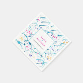 Abstracte tropische golven roze aqua sinaasappel b servet (Hoek)