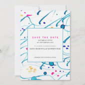 Abstracte tropische golven trouwdatum opslaan kaart (Voorkant)