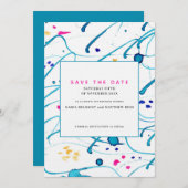 Abstracte tropische golven trouwkaart save the dat kaart (Voorkant / Achterkant)