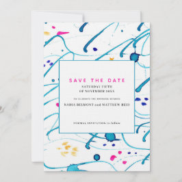 Abstracte tropische golven trouwkaart save the dat kaart