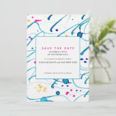 Abstracte tropische golven trouwkaart save the dat kaart (Staand voorkant)