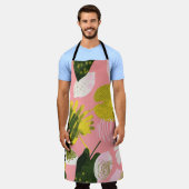 Abstracte tropische kleurrijke bladeren patroon schort (Gedragen)