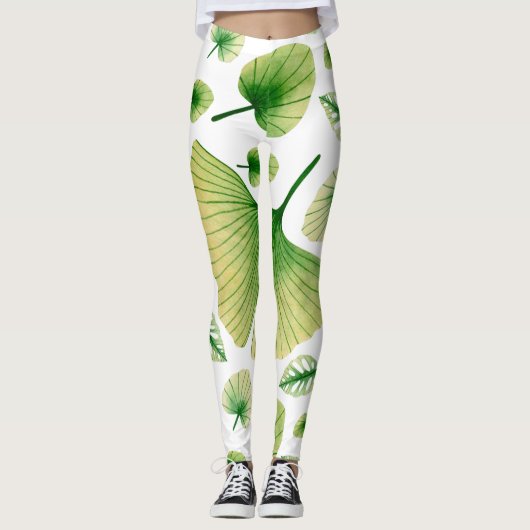 Abstracte tropische kunst leggings (Voorkant)