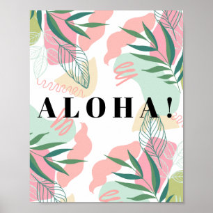 Abstracte Tropische Leaves Aloha Editable Poster