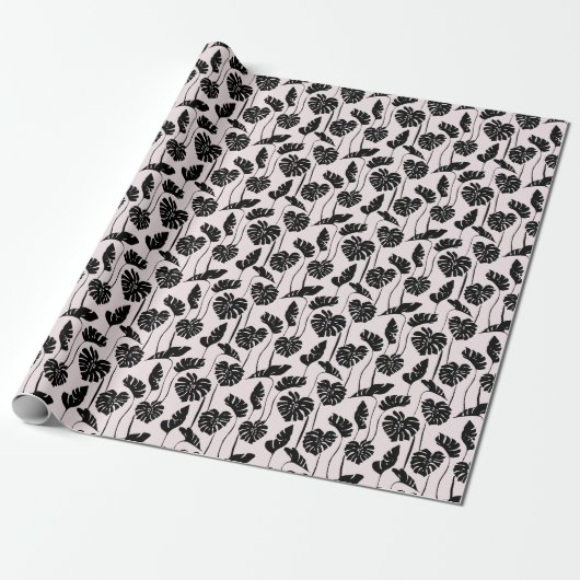 Abstracte tropische Monstera palmkunst Cadeaupapier (Uitgerold)