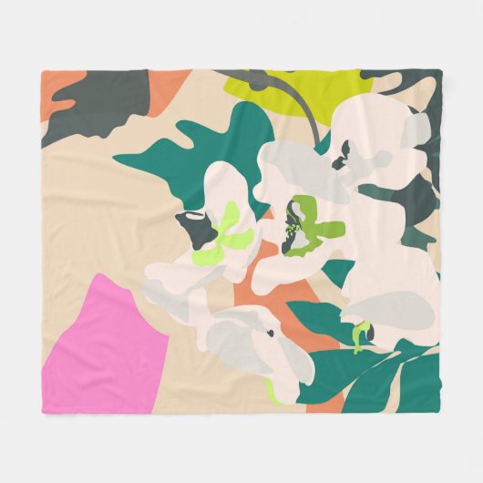 Abstracte Tropische Orchideeën Modern Home Fleece Deken (Voorkant (Horizontaal))