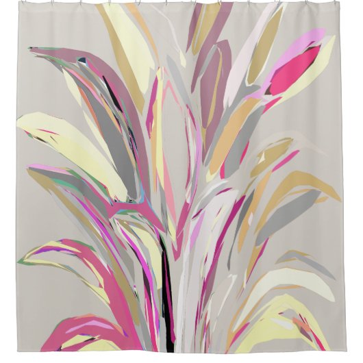 Abstracte tropische Plant Vector Art Style Douchegordijn (Voorkant)