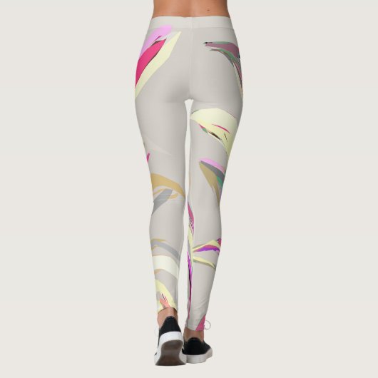 Abstracte tropische Plant Vector Art Style Leggings (Achterkant)
