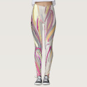Abstracte tropische Plant Vector Art Style Leggings (Voorkant)