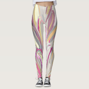 Abstracte tropische Plant Vector Art Style Leggings