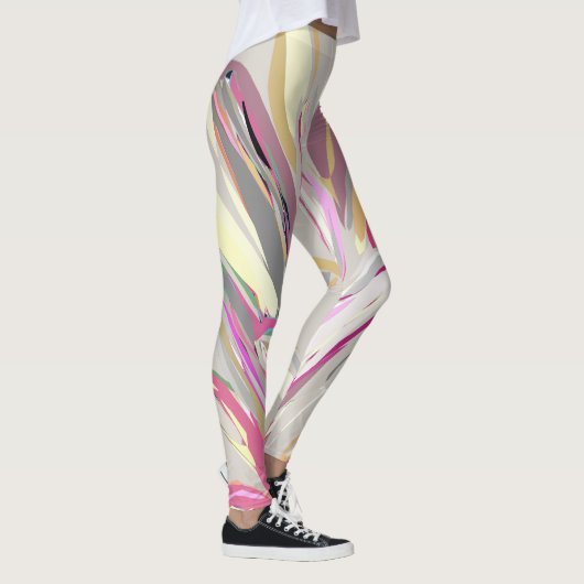 Abstracte tropische Plant Vector Art Style Leggings (Rechts)