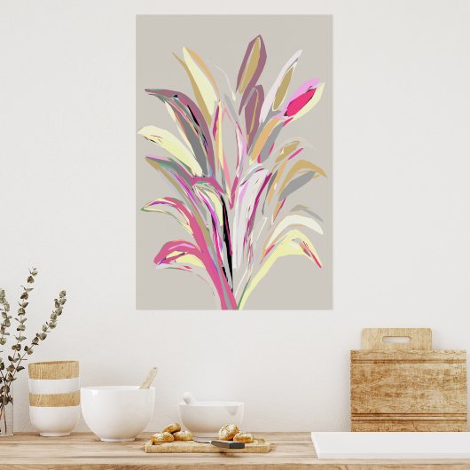 Abstracte tropische Plant Vector Art Style Poster (Keuken)